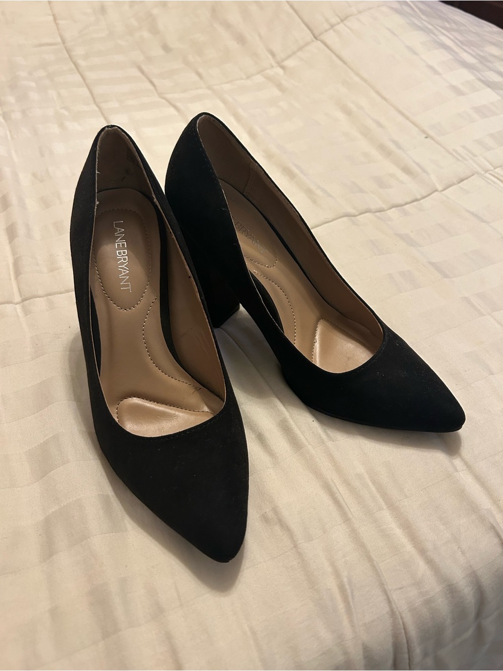 Lane Bryant Black Pointed-Toe Suede Pumps
